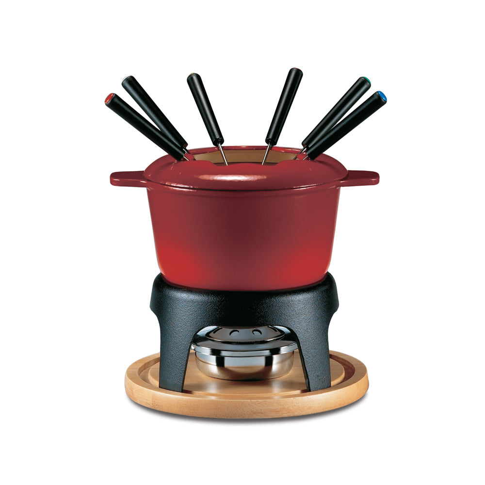 Swissmar Sierra 11 Piece Cast Iron Fondue Set, Cherry