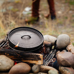 Lodge Yellowstone 8 Quart Seasoned Cast Iron Power Y Deep Camp Dutch Oven, 12 Inch Diameter