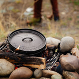 Lodge Yellowstone 8 Quart Seasoned Cast Iron Power Y Deep Camp Dutch Oven, 12 Inch Diameter