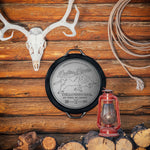 Lodge Yellowstone 17 Inch Seasoned Cast Iron Bull Dual Handle Skillet