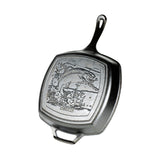 Lodge Cast Iron Wildlife Series 10.25 Inch Square Grill Pan, Fish