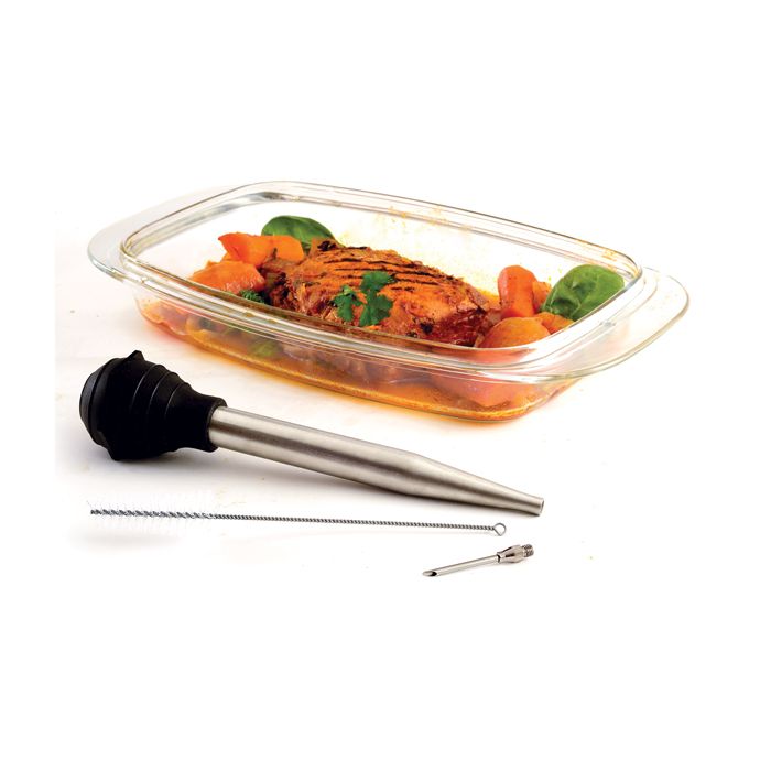 Norpro Deluxe Stainless Steel Baster with Meat Injector and Cleaning Brush