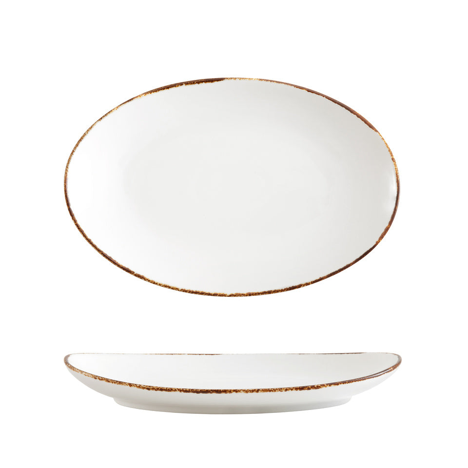 D&V Salt Coupe Platter, 12-Inch x 8.5-Inch, Set of 4, White