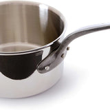 Mauviel M'Cook Ci 2.6 Quart Stainless Steel Covered Saucepan w/Cast Iron Handle, 7 Inch