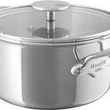 Mauviel M'Cook Stainless Steel Casserole Dish W/Glass Lid, 7.8 Inch